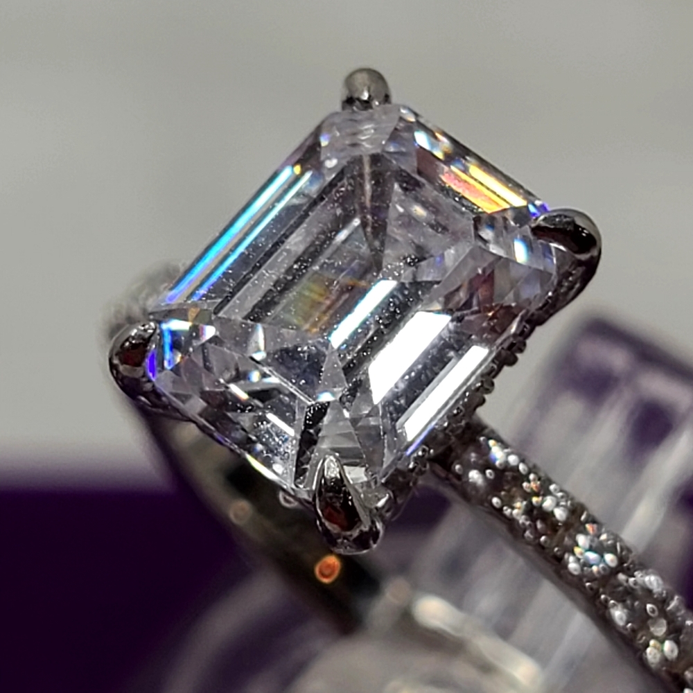 Emerald Cut Sterling Silver Ring - image 5